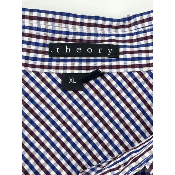Theory Women's Button-Down Shirt in Navy and White Gingham - Picture 7 of 9